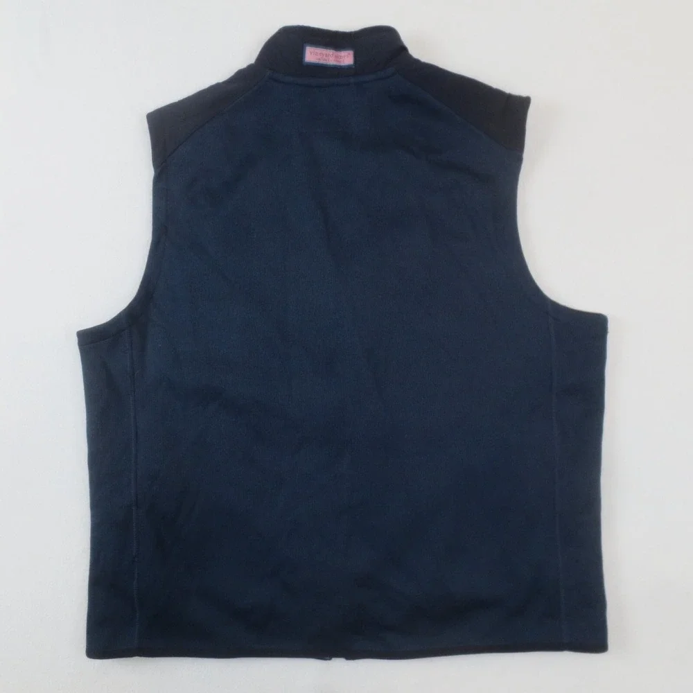 Vineyard Vines Vest Mens L Navy Mountain‎ Sweater Fleece Full Zip Outdoor Hiking